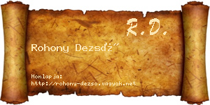 Rohony Dezső névjegykártya